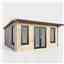 4.8m x 3.6m (16ft x 12ft) Premium 44mm Apex Log Cabin - uPVC Double Doors and Windows - EPDM Rubber Roof Covering - CENTRAL DOOR