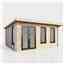 4.8m x 3m (16ft x 10ft) Premium 44mm Pent Log Cabin - uPVC Double Doors and Windows - EPDM Rubber Roof Covering - DOORS ON THE LEFT
