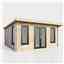 4.8m x 3.6m (16ft x 12ft) Premium 44mm Pent Log Cabin - uPVC Double Doors and Windows - EPDM Rubber Roof Covering - CENTRAL DOOR
