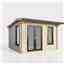 3.6m x 2.4m (12ft x 8ft) Premium 44mm Apex Log Cabin - uPVC Double Doors and Windows - EPDM Rubber Roof Covering - DOORS ON THE LEFT 
