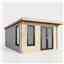 3.6m x 3.6m (12ft x 12ft) Premium 44mm Pent Log Cabin - uPVC Double Doors and Windows - EPDM Rubber Roof Covering - DOORS ON THE RIGHT