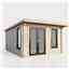 3.6m x 3.6m (12ft x 12ft) Premium 44mm Pent Log Cabin - uPVC Double Doors and Windows - EPDM Rubber Roof Covering - DOORS ON THE LEFT