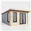 3.6m x 4.2m (12ft x 14ft) Premium 44mm Pent Log Cabin - uPVC Double Doors and Windows - EPDM Rubber Roof Covering - DOORS ON THE RIGHT