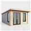 3.6m x 4.2m (12ft x 14ft) Premium 44mm Pent Log Cabin - uPVC Double Doors and Windows - EPDM Rubber Roof Covering - DOORS ON THE LEFT