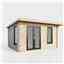 4.2m x 2.4m (14ft x 8ft) Premium 44mm Pent Log Cabin - uPVC Double Doors and Windows - EPDM Rubber Roof Covering - DOORS ON THE LEFT