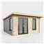 4.2m x 3.6m (14ft x 12ft) Premium 44mm Pent Log Cabin - uPVC Double Doors and Windows - EPDM Rubber Roof Covering - DOORS ON THE LEFT
